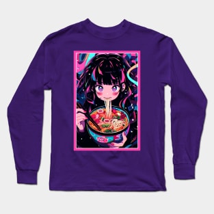 Cute Anime Girl |  Ramen Noodles | Hentaii Chibi Kawaii Design Long Sleeve T-Shirt